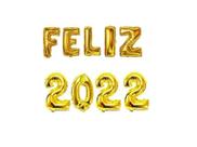 Kit 9 un Balão Metalizado Dourado 40cm Frase Feliz 2022