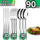 Kit 90 Talheres Inox Garfo Faca e Colher para Refeições Completas Perfeito para Casa Lanchonete