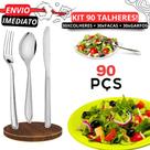 KIt 90 Talheres Inox para Cozinha 30 Garfos 30 Colheres 30 Facas Talheres Alta Qualidade Para Casa
