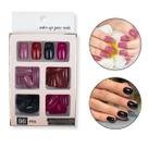 Kit 96 Unhas Postiças Quadrada Colorida Vermelho Preto Rosa Unhas Decoradas Nail Art Manicure Beleza Feminino