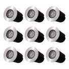 Kit 9x Balizador Blindado Piso LED 1W IP65 Bivolt Branco Quente