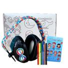 Kit Abafador de Som 11 Db Para Autistas Com Caixa Para Colorir e Canetinhas