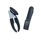 Kit Abridor de Lata Espremedor de Alho 2 Pçs Preto - Oikos
