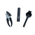 Kit abridor de lata espremedor de alho e limão preto Oikos Kit abridor de lata espremedor de alho e limão preto Oikos