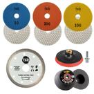 Kit Acabamento 45 Porcelanato 3 Lixas + 1 Suporte + 1 Rebolo + 1 disco Kit Acabamento 45 Porcelanato 3 Lixas + 1 Suporte + 1 Rebolo + 1 disco