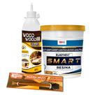 Kit Acabamento e Impermeabilização para Madeira 4: Cola Wood Wood 497G e Smart Resina 900ML