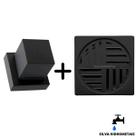 Kit Acabamento Quadrado Preto ABS Padrão Deca Ralo Quadrado ABS Automático 10x10