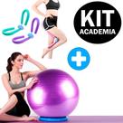 Kit Academia em Casa Bola Pilates Yoga 55cm + Exercitador Adutora Perna Coxa Borboleta Tonificador