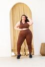 Kit Academia Plus Size Feminino Legging Cós Alto com Bolsos e Top