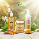Kit Açafrão - Com colágeno e andiroba - Sabonete facial, creme hidratante e esfoliante - 710ml