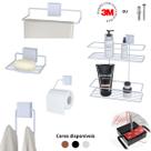 Kit Acessório Banheiro 5 Peças Autocolante 3M Porta Shampoo Toalha Sabonete