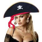Kit Acessório Fantasia Festa Carnaval Pirata Feminino: Chapéu + Colar + Brincos = 3 Produtos Temáticos
