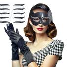 Kit Acessório Fantasia Mulher Gato Halloween Carnaval Cosplay: Máscara + Luvas + Delineador Adesivo