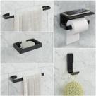 Kit Acessório Para Banheiro Preto 5 Peças C/Suporte Celular