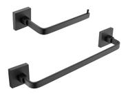 Kit Acessório Quadrado Aço Inox Preto Fosco Banheiro 2 Peças Kit Acessório Quadrado Aço Inox Preto Fosco Banheiro 2 Peças