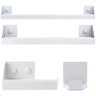 Kit Acessórios Banheiro 4 Peças Branco Com Adesivo 3M SF.DF