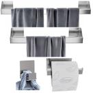 Kit Acessórios Banheiro 4 Peças Inox Com Adesivo 3M SF.DF
