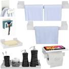 Kit Acessórios Banheiro 7 Peças Branco Adesivo 3M SF.ELG
