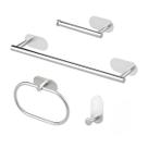 Kit Acessorios Banheiro Aço Inox Autoadesivo 4 Peças Prata Kit Acessorios Banheiro Aço Inox Autoadesivo 4 Peças Prata