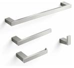 Kit Acessórios Banheiro Aço Inox Escovado 4 Peças