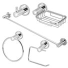 Kit Acessórios Banheiro Completo Metal Cromado 5 Peças Luxo