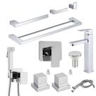 Kit Acessórios Banheiro Cromado +Torneira Monocomando + Ducha Higiênica + Acabamento Registro Docol