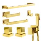 Kit Acessórios Banheiro Dourado Autocolante+ Ducha Higiênica e Acabamento Padrão Deca 1/2 3/4 Luxo