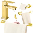 Kit Acessórios Banheiro Dourado Gold 4 Peças Torneira Baixa Metal Parafusos Não Ficam a Mostra Kit Acessórios Banheiro Dourado Gold 4 Peças Torneira Baixa Metal Parafusos Não Ficam a Mostra