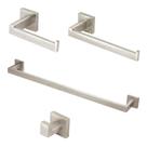 Kit Acessórios Banheiro Inox Escovado Quadrado 4 Peças Inox