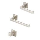 Kit Acessórios Banheiro Inox Escovado Quadrado Inox 3 Peças