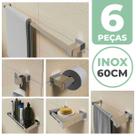 Kit Acessórios Banheiro Lavabo 6 Peças Aço Inox 304 Q6 Toalheiros Ganchos Kit Acessórios Banheiro Lavabo 6 Peças Aço Inox 304 Q6 Toalheiros Ganchos