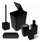 Kit Acessórios Banheiro Lavabo Conjunto Completo Luxo Preto