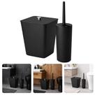 Kit Acessórios Banheiro Lavabo Preto Fosco Lixinho 7 Litros Escova Sanitária Higiênica Conjunto