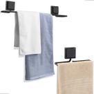 Kit Acessórios Banheiro Porta Toalha Rosto Banho Sem Furo Dupla Face 3M Preto Arthi