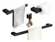 Kit Acessorios Banheiro Preto Fosco Inox Supremo Super Luxo Kit Acessorios Banheiro Preto Fosco Inox Supremo Super Luxo