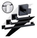 Kit Acessórios Banheiro Preto Inox 304 Escovado Luxo 4 Peças