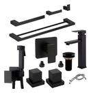 Kit Acessórios Banheiro Preto Torneira Monocomando Alta Padrão Docol Ducha Higiênica Linha Luxo