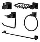 Kit Acessórios Banheiro Quadrado Luxo 5pcs Preto Fosco quadrado metal