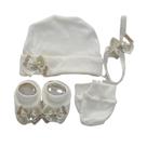 Kit Acessórios com Touca Laço Strass 4 Peças Palha
