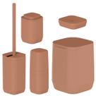 Kit Acessórios de Banheiro 5 Peças Lavabo Porta Sabonete Escova de Dentes Algodão Lixeira