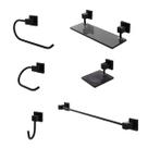 Kit Acessórios De Banheiro 6 Peças Luxo Square Preto