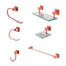 Kit Acessórios De Banheiro 6 Peças Luxo Square Rose Kit Acessórios De Banheiro 6 Peças Luxo Square Rose