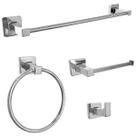 Kit Acessorios De Banheiro Aço Inox 304 Cromado Jogo 4 Peças Lavabo Toalheiro 40cm Porta Toalha Argola Papeleira Gancho Cabide Suporte De Toalha Luxo