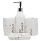 Kit acessórios de banheiro lavabo 4 peças resina marmorizado