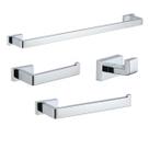 Kit Acessórios de banheiro lavatório conjunto com 4 peças Cromado Brilhante Metal