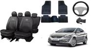 Kit Acessórios de Carro Elantra 14-18: Capa de Couro + Volante + Tapete