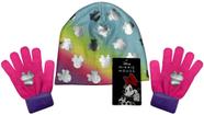 Kit Acessórios Inverno Infantil Menina Personagem Minnie Mouse - Colorido Tie-Dye - Disney : Touca Gorro + Luvas