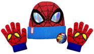 Kit Acessórios Inverno Infantil Menino Herói Homem Aranha Spider Man Marvel Touca e Luvas