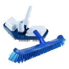 Kit acessorios limpeza e manutenção de piscina escova curva netpo0l e aspirador asa delta