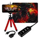 Kit Acessórios Mobilador Com Tripé Para Celular Pad Speed Hub Usb 4 Portas 2.0